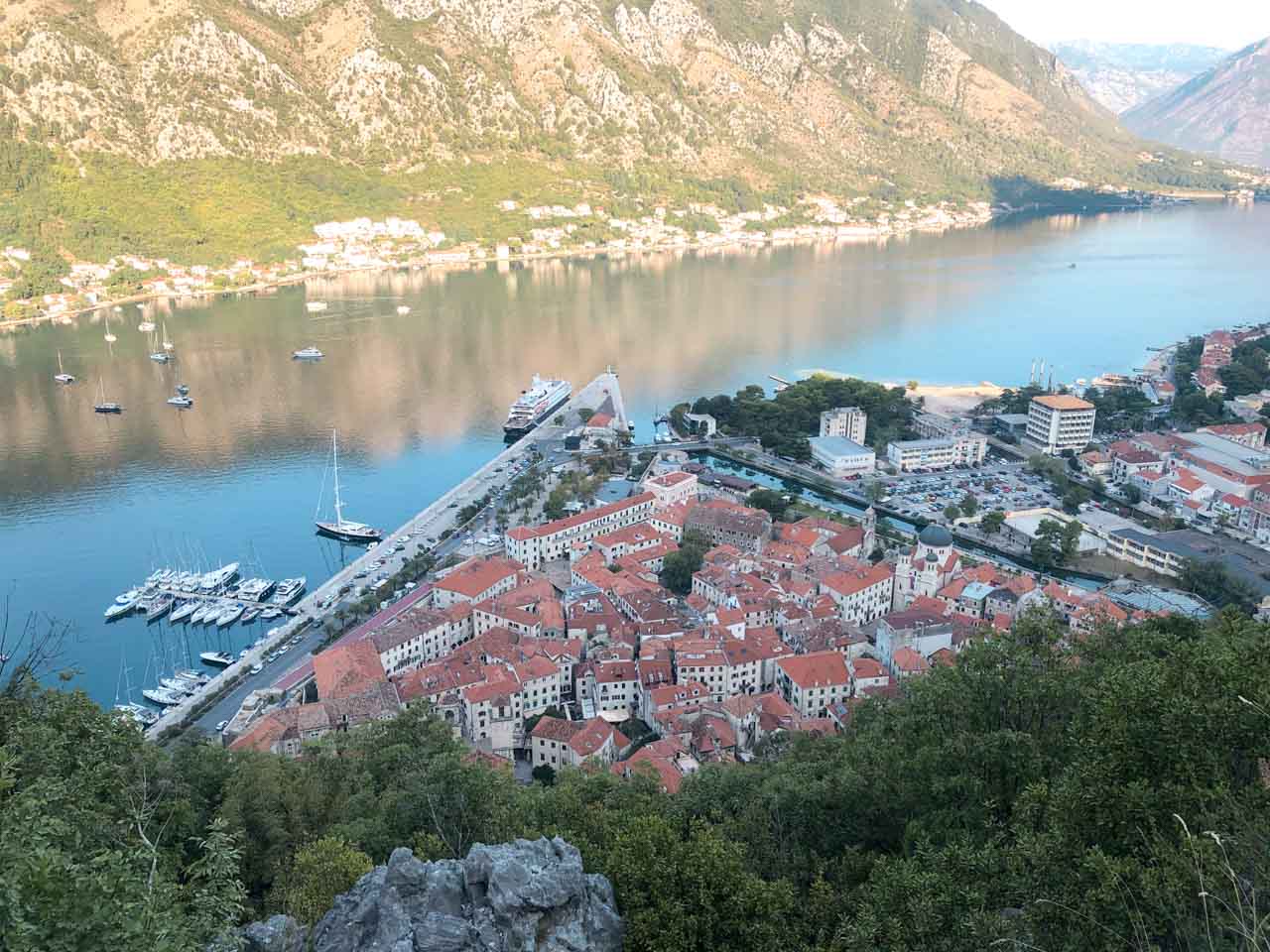 Port in Kotor seen from the top of the Kotor City Walls