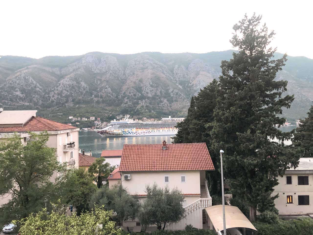 Cruise ship arriving in the port of Kotor