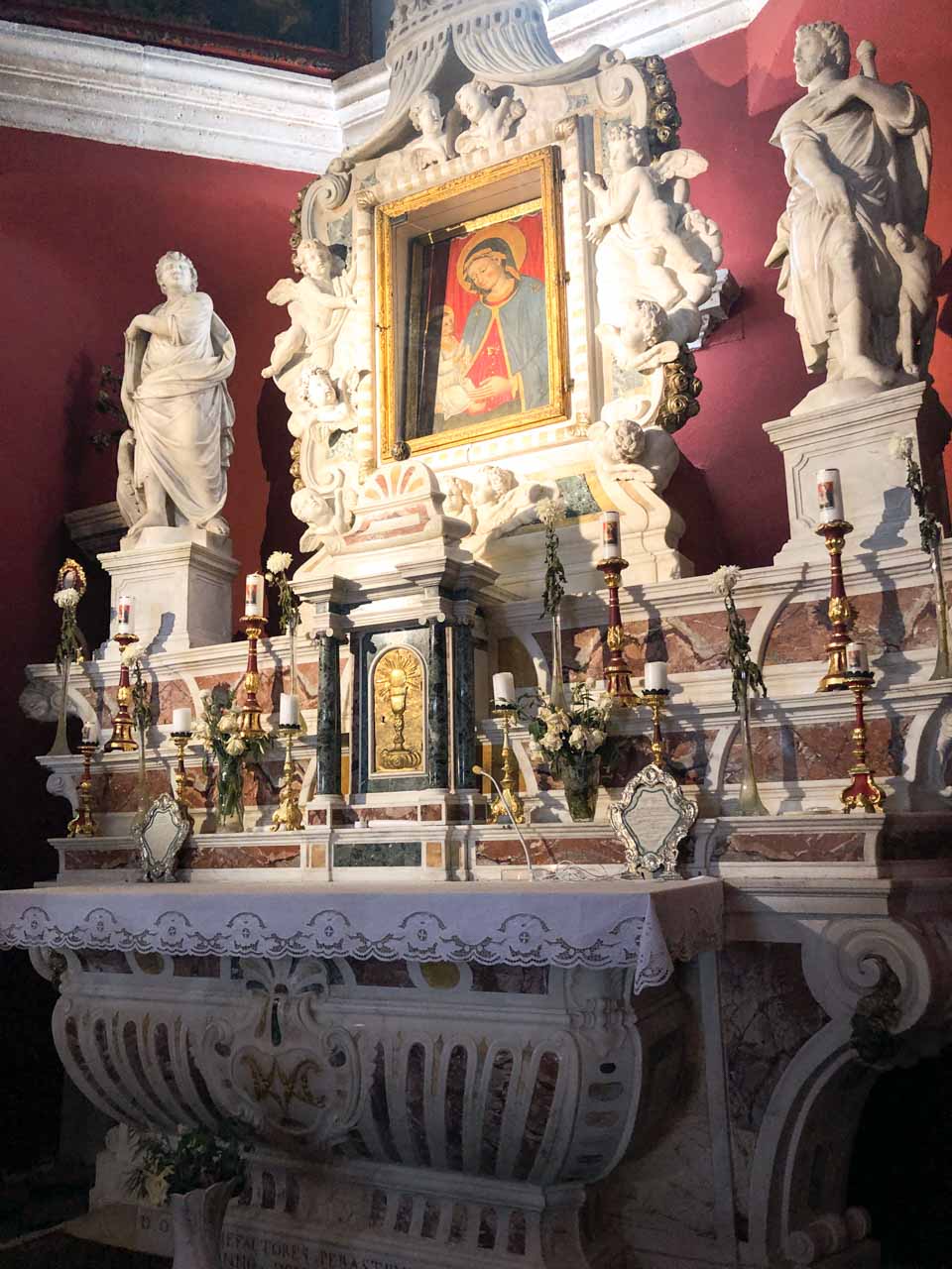 Altar inside the Church of Our Lady of the Rocks in Perast, Montenegro