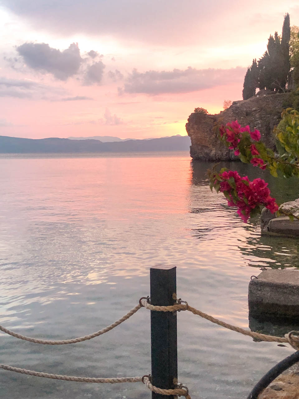 Sunset over Lake Ohrid in North Macedonia