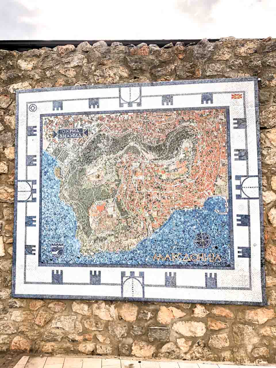 Mosaic showing a map of Ohrid, North Macedonia