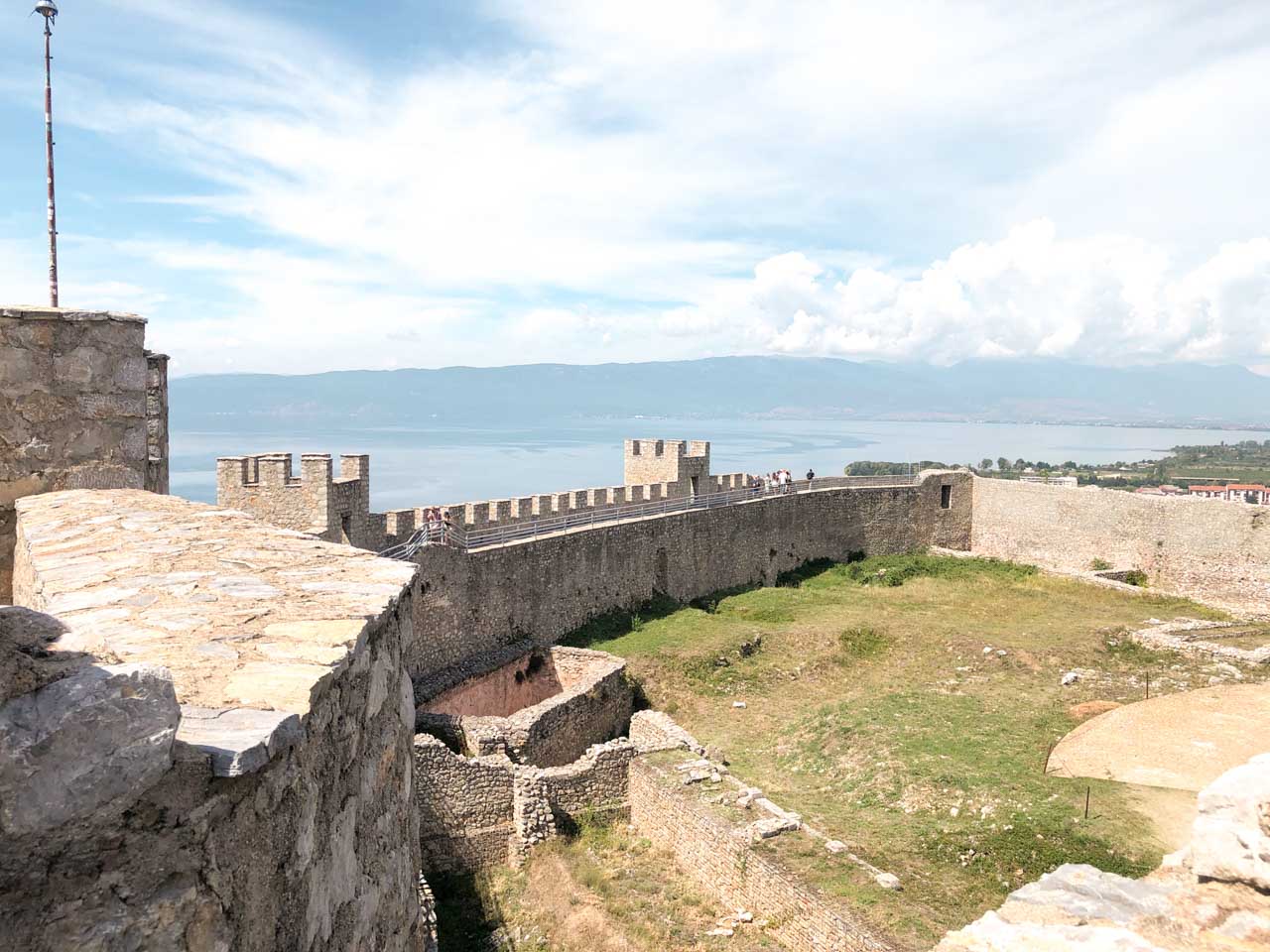Samuel’s Fortress in Ohrid, North Macedonia seen from the top of its walls
