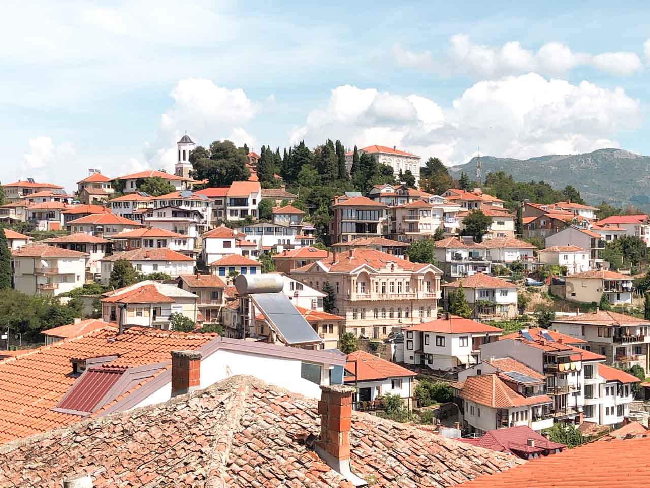 Hillside houses in Ohrid, North Macedonia
