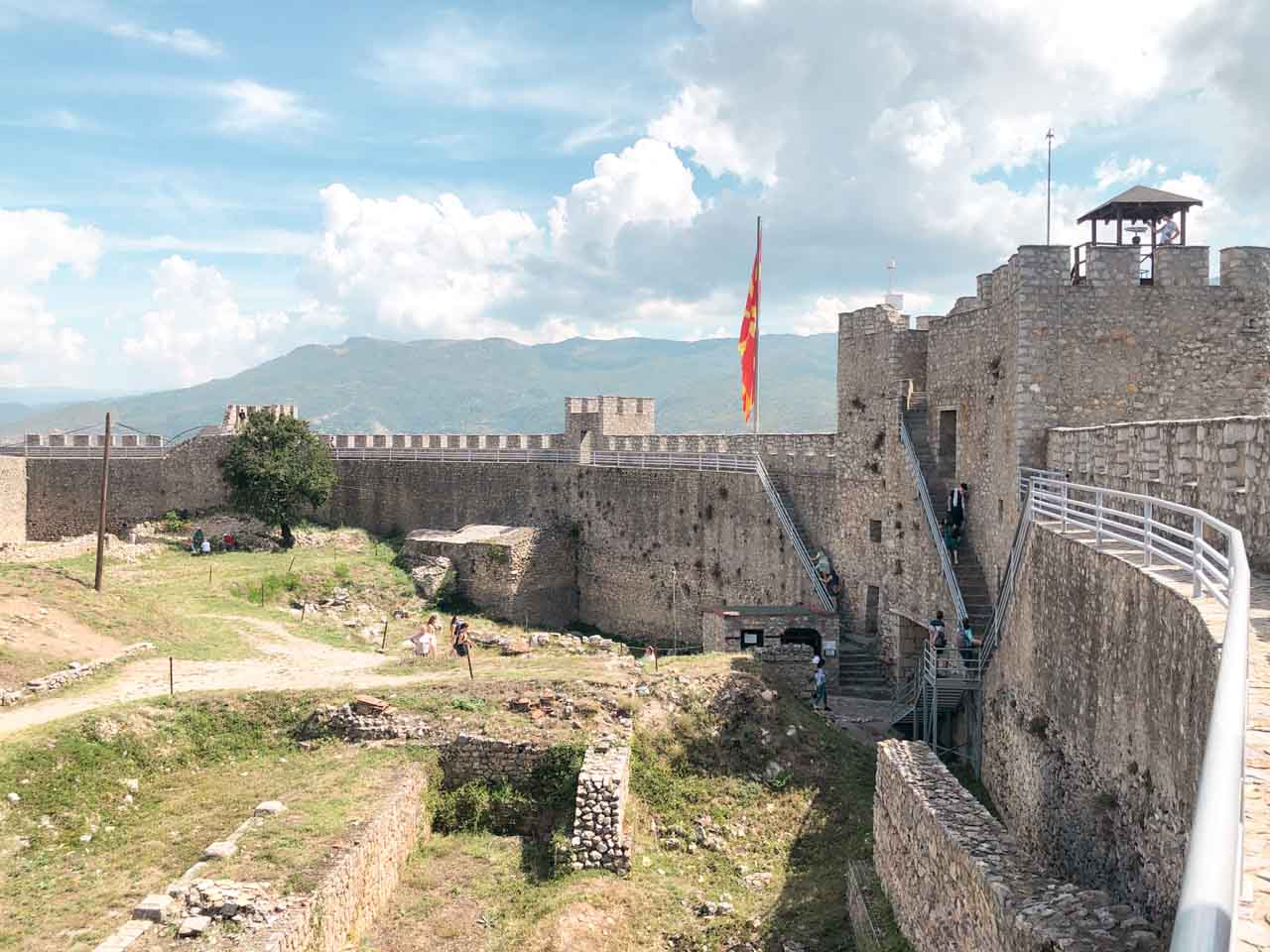 Samuel's Fortress in Ohrid, North Macedonia seen from the top of its walls