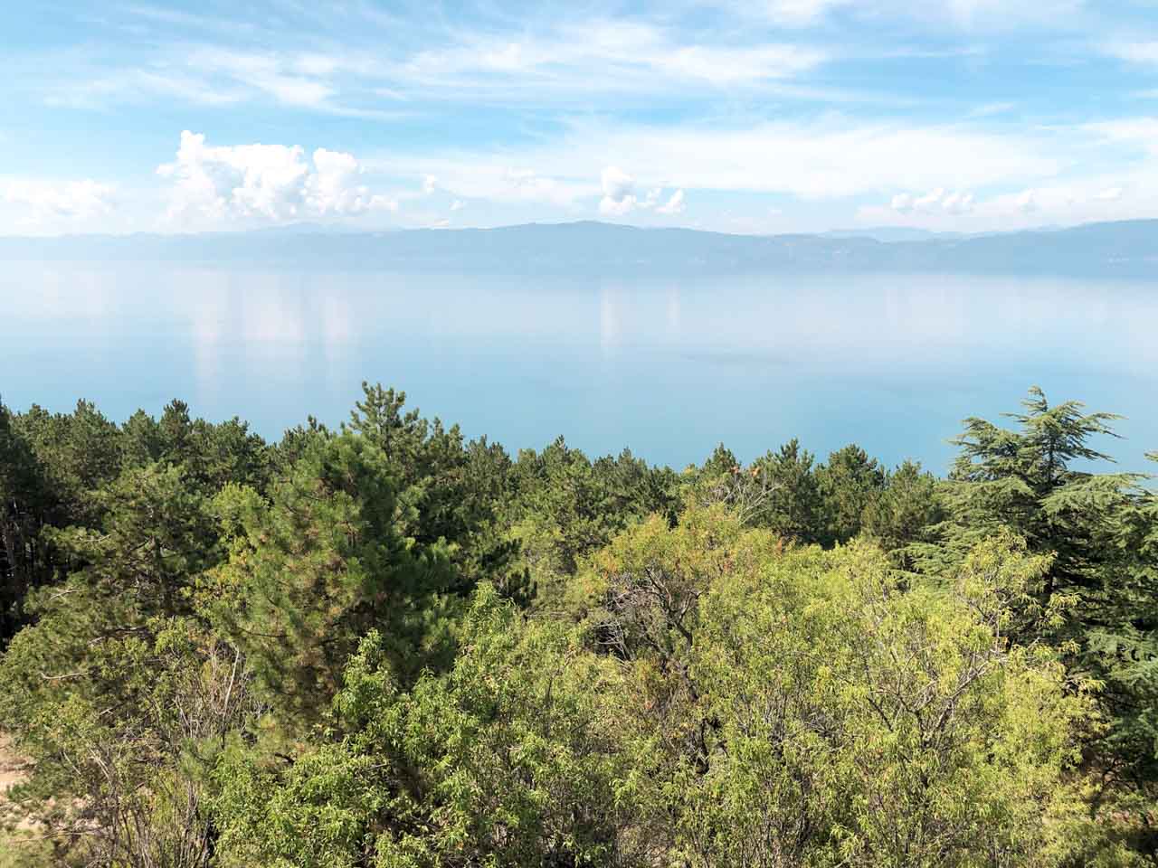 Lake Ohrid seen from the top of Samuel's Fortress in Ohrid, North Macedonia