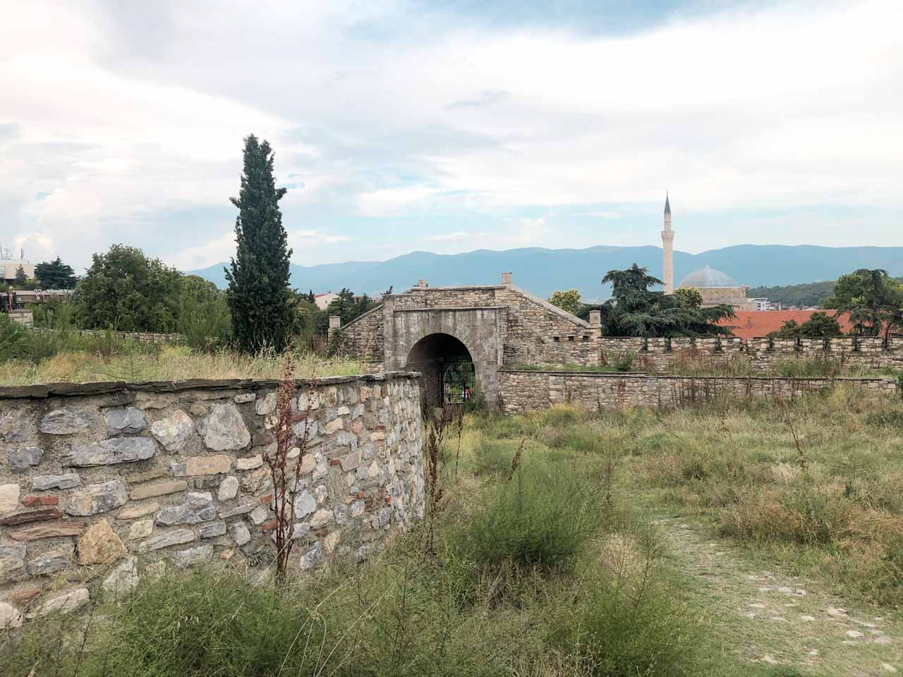 Grass-covered walls of the Skopje Fortress