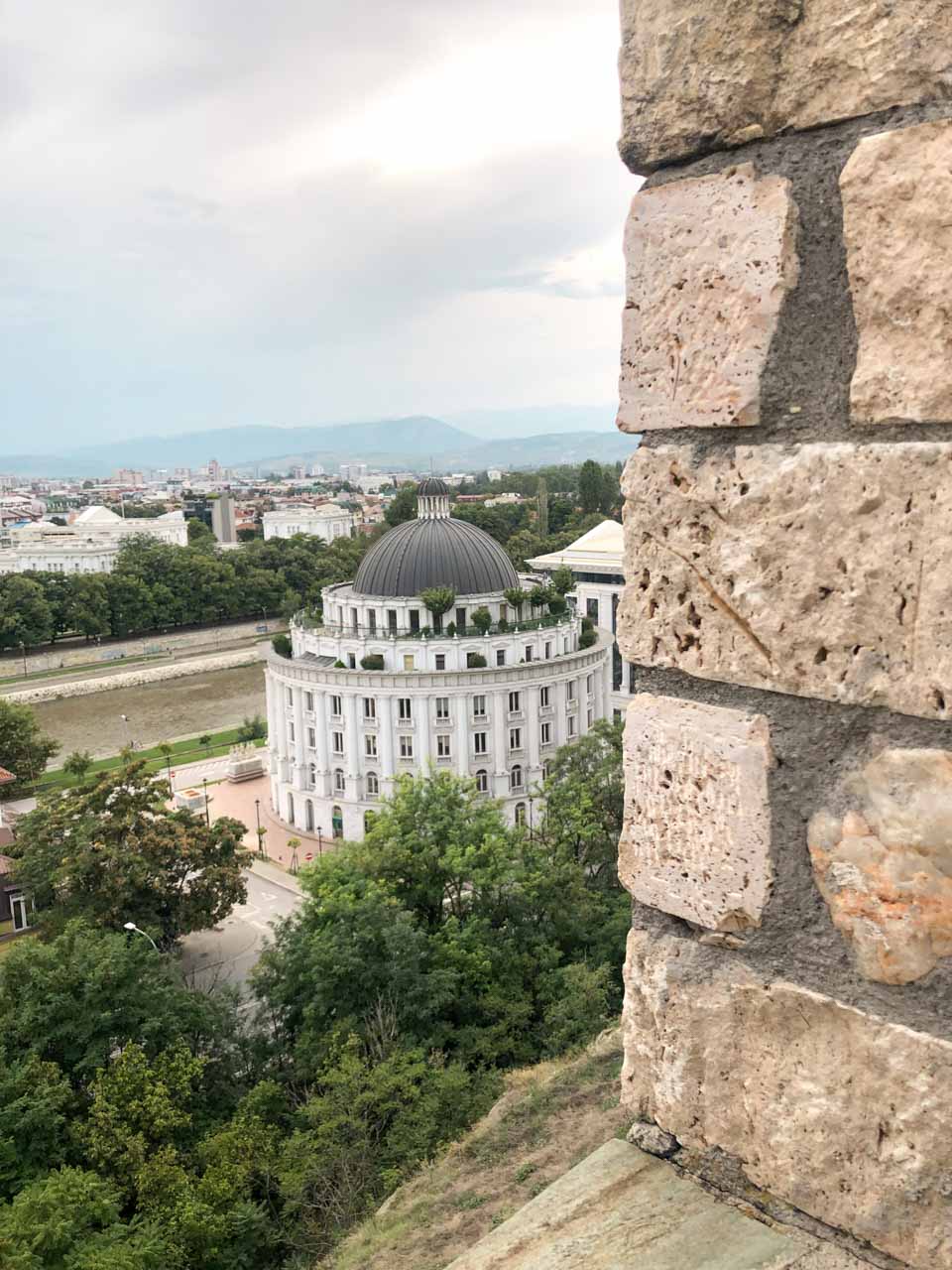 Round building seen from the top of the Skopje Fortress