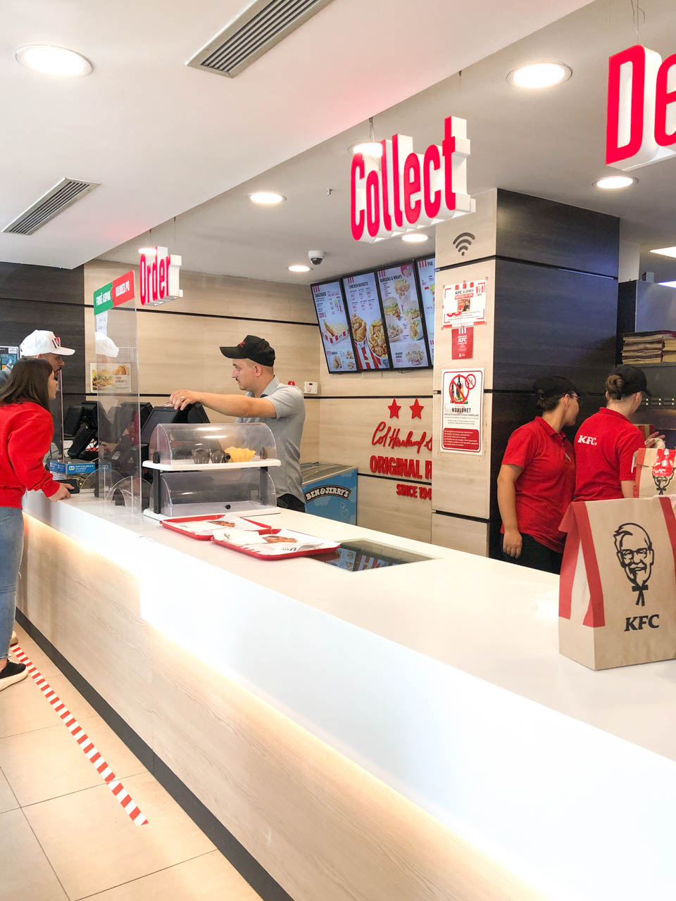 Food order counter at KFC in the Blloku district of Tirana, Albania