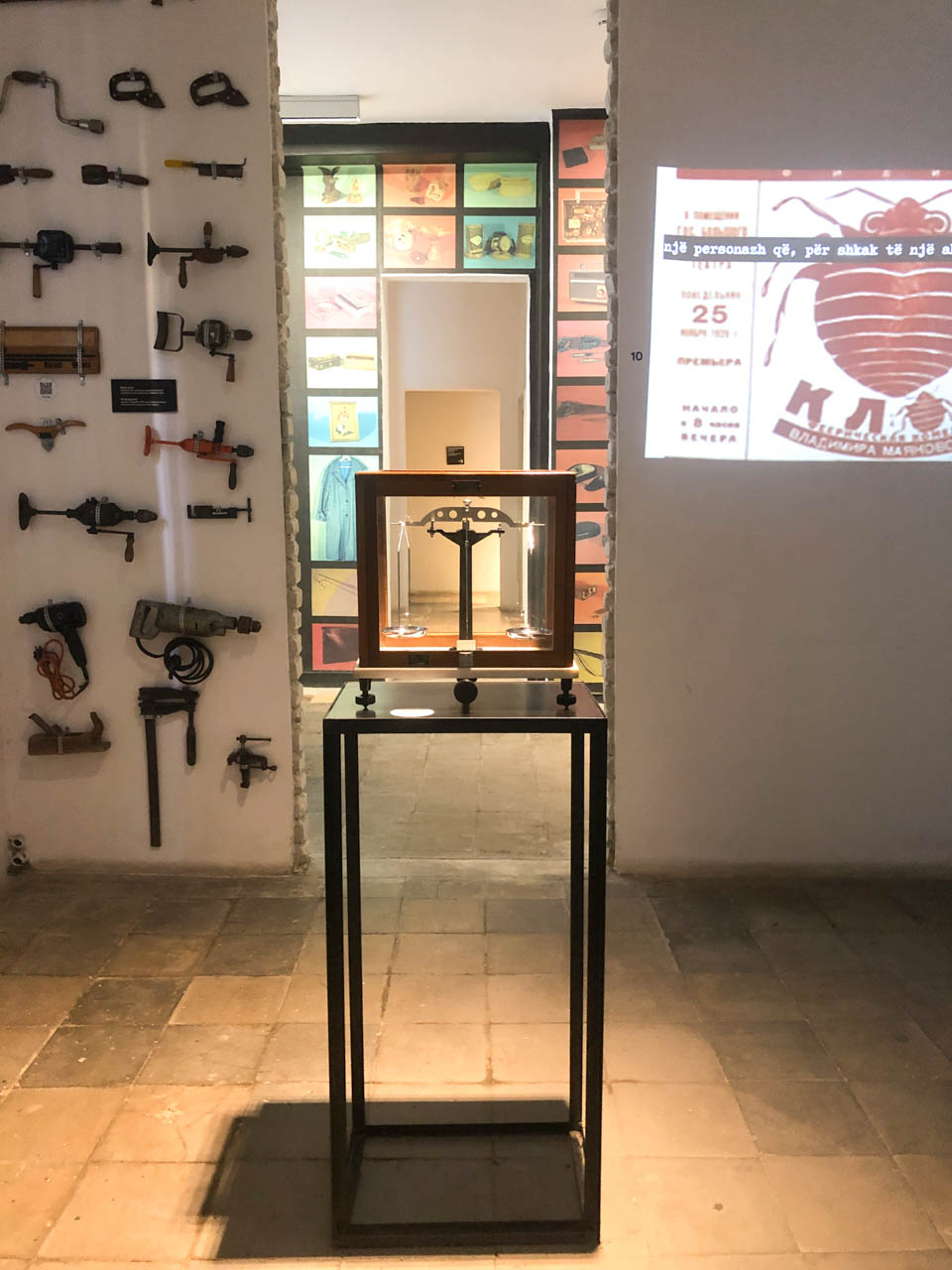 Exhibition room at the House of Leaves dedicated to listening devices/bugs