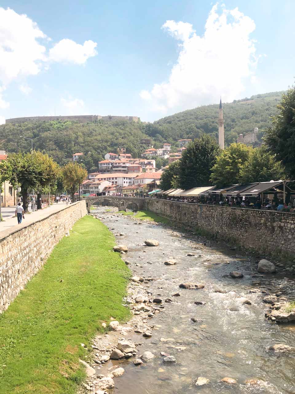 Bistrica River separating the city of Prizren, Kosovo