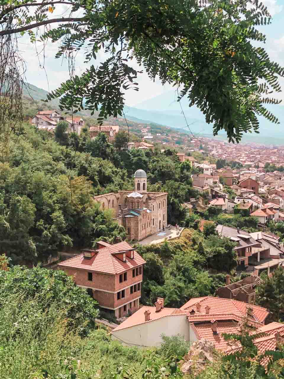 Church of the Holy Saviour in Prizren, Kosovo seen from the top of the Prizren Fortress