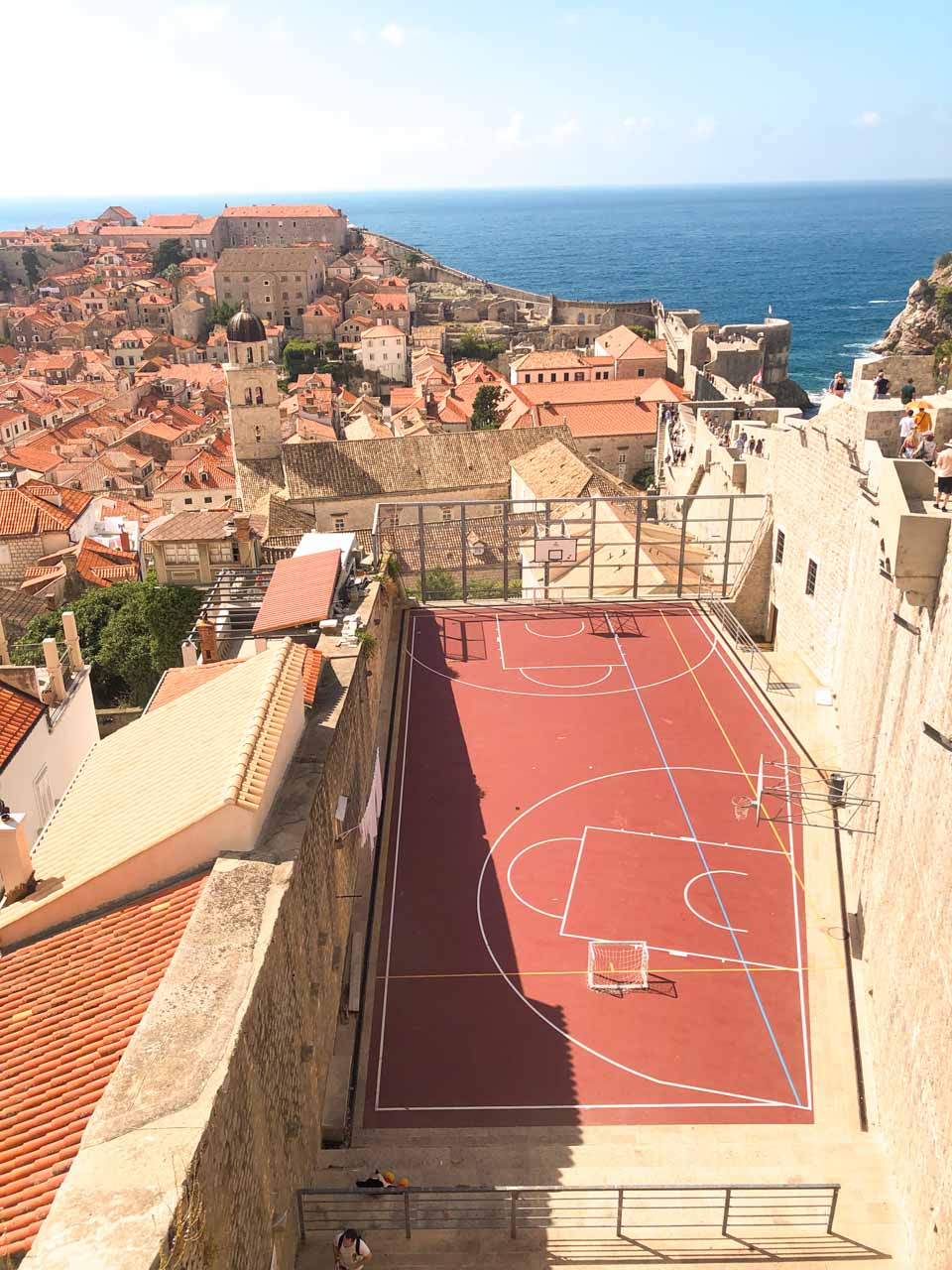 Basketball court seen from the top of the Dubrovnik City Walls