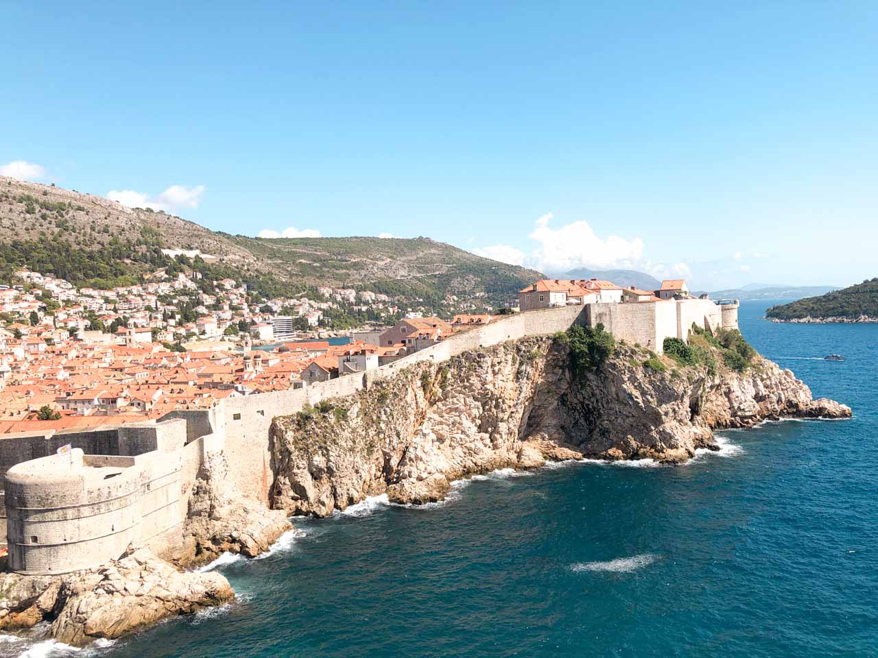 Dubrovnik City Walls seen from the Lovrijenac Fortress