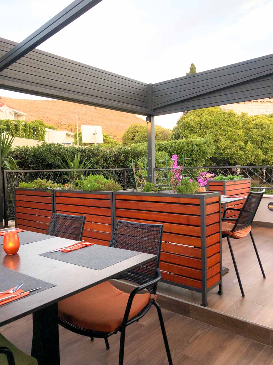 Outdoor seating area at Marangun Food & Bar Room in Dubrovnik, Croatia