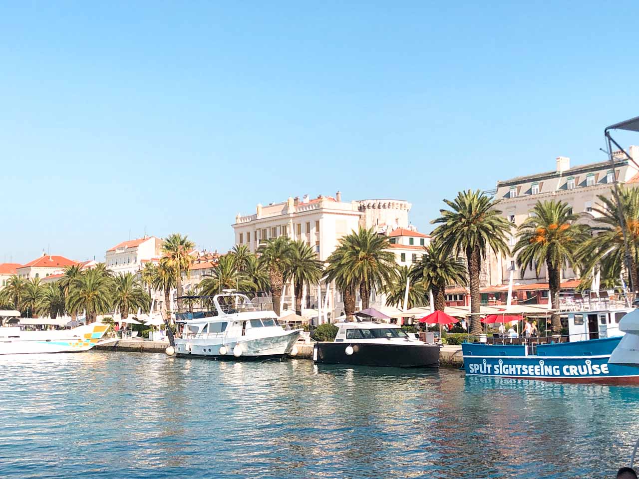 Yachts docked in Riva Harbor in Split, Croatia