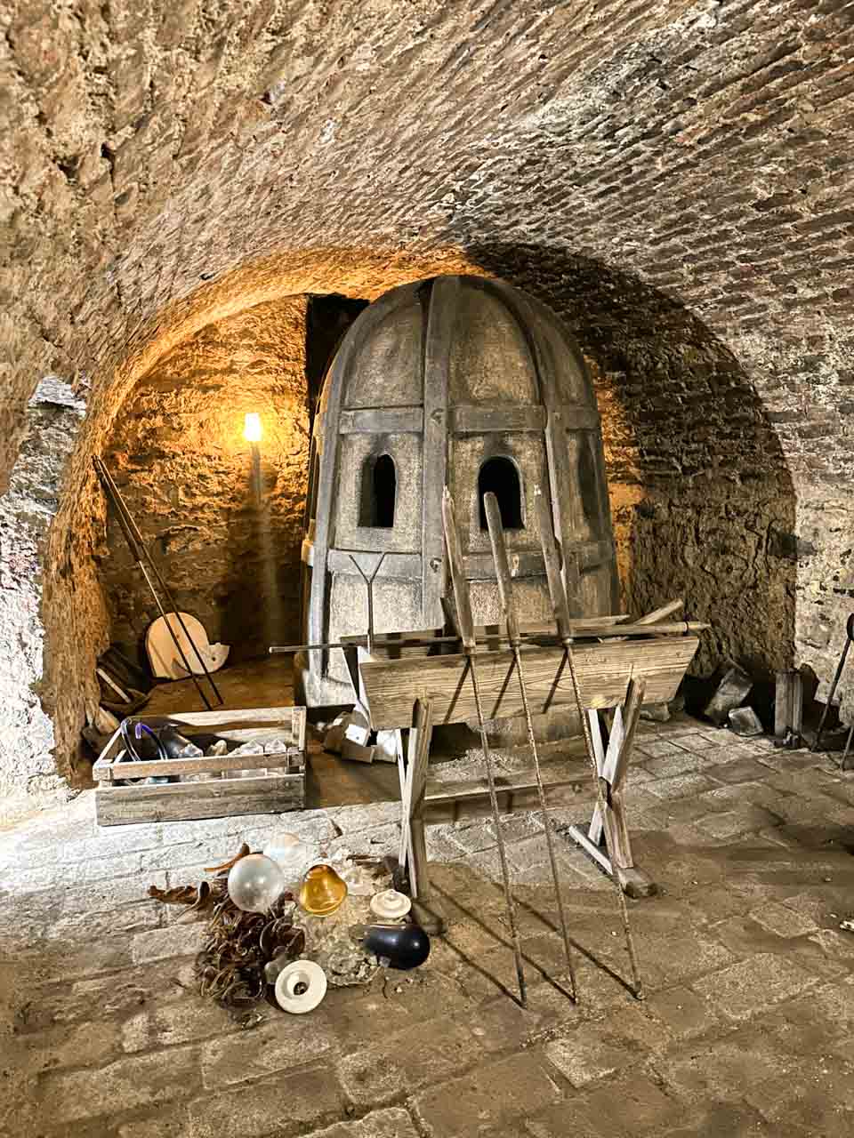 Recreation of an old alchemist laboratory in the basement of Speculum Alchemiae in Prague