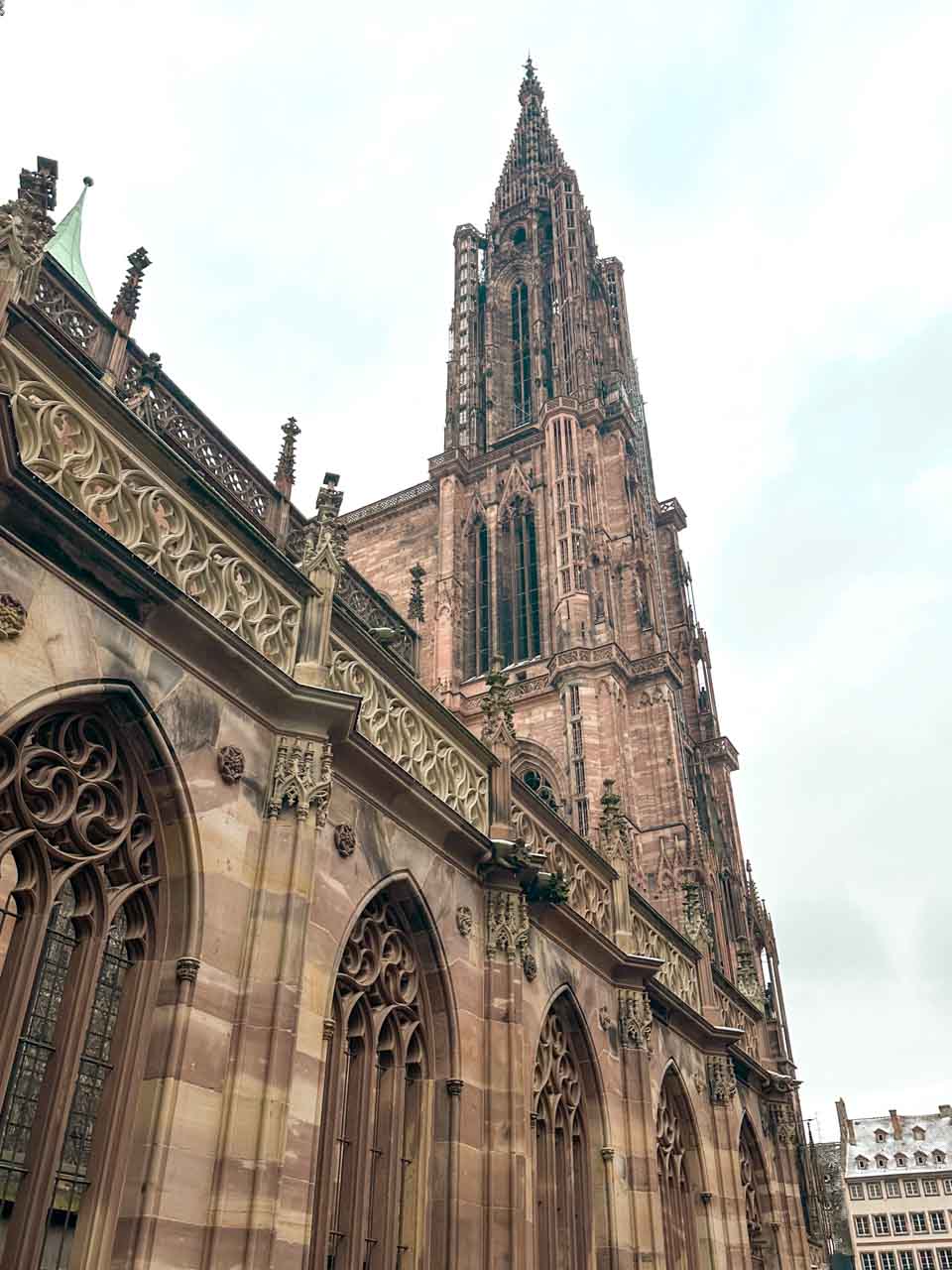 The towering spire of Strasbourg Cathedral