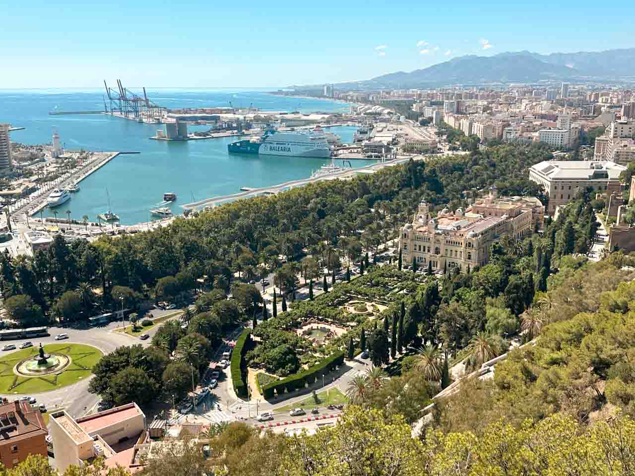 Panoramic view of Malaga from the Gibralfaro Castle