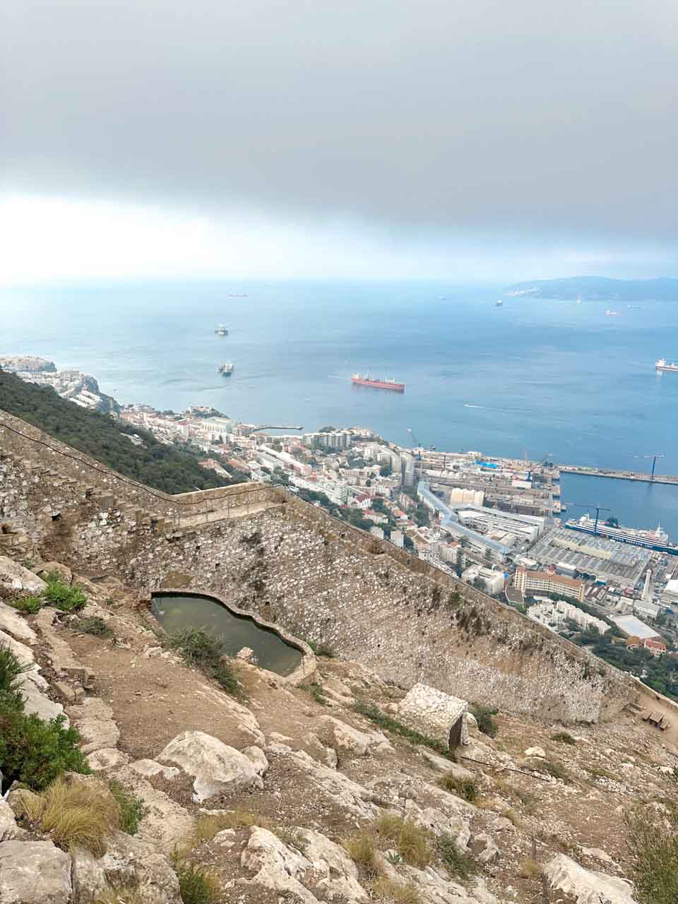 View of the Gibraltar harbour from the Upper Nature Reserve
