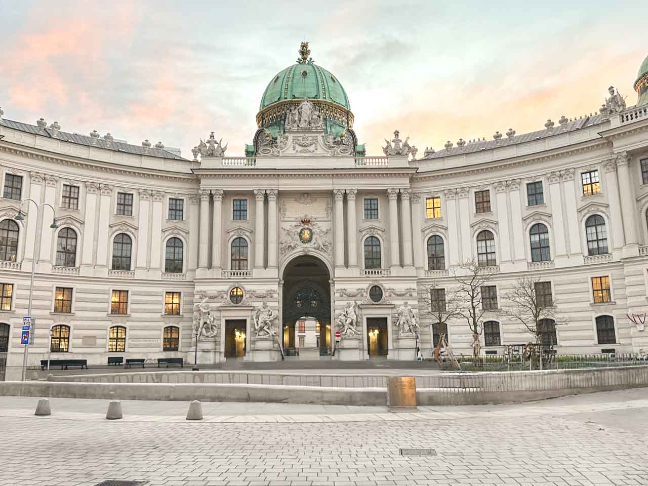 The grand Hofburg Palace in Vienna at sunset