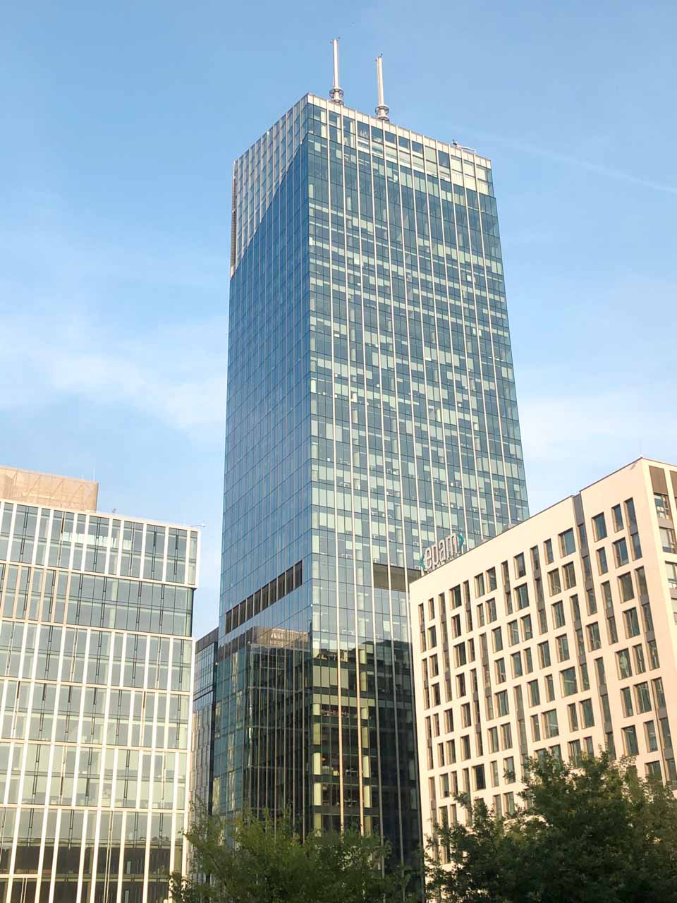 The Olivia Star skyscraper in Gdańsk, seen from ground level
