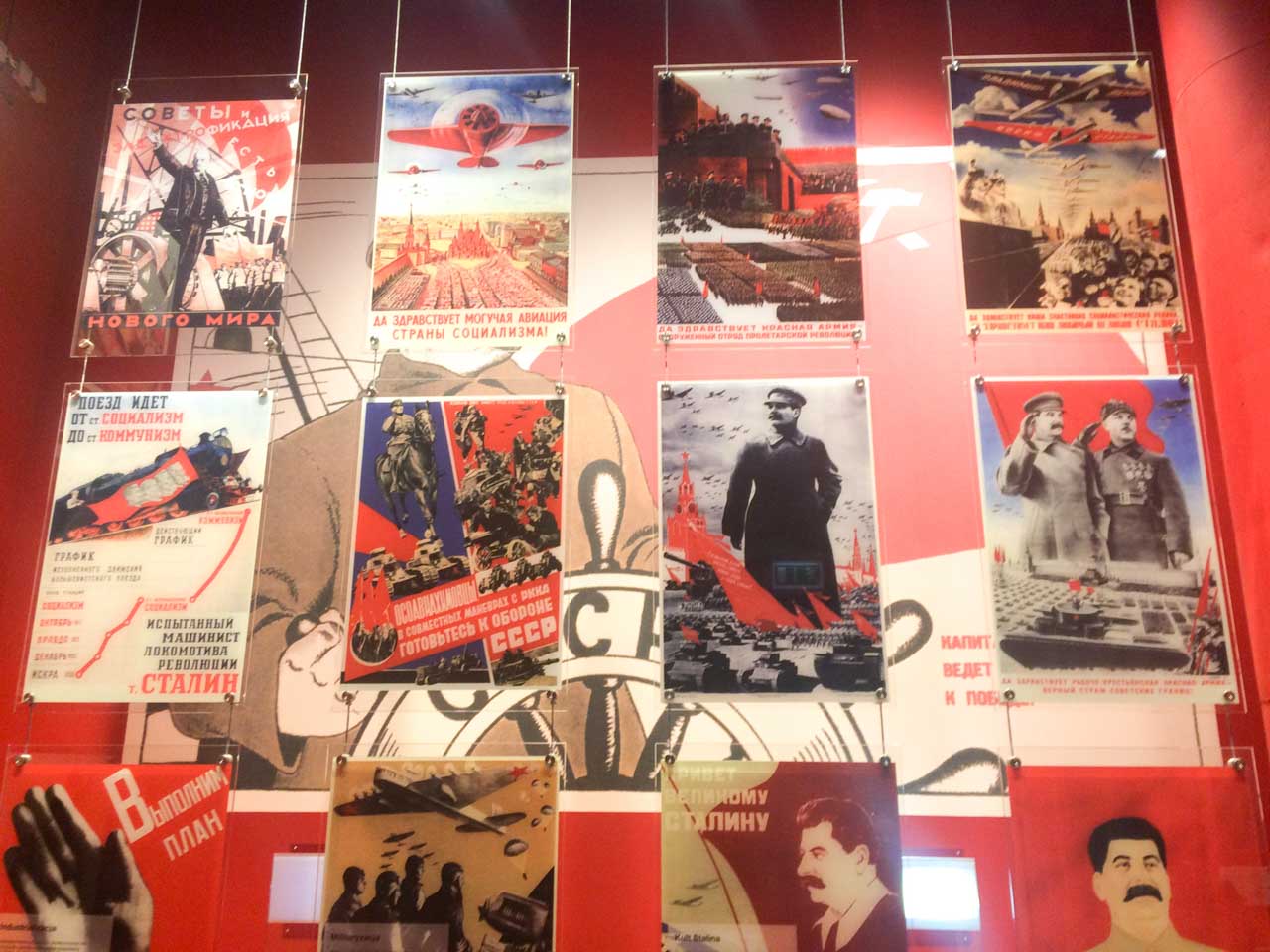 Soviet propaganda posters on display at the Museum of the Second World War in Gdańsk