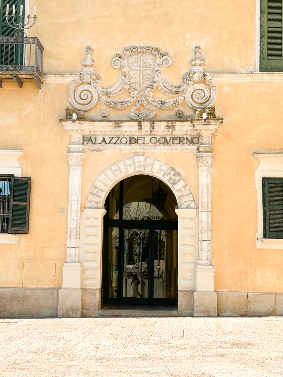The entrance to the Palazzo del Governo on Piazza Vittorio Veneto in Matera