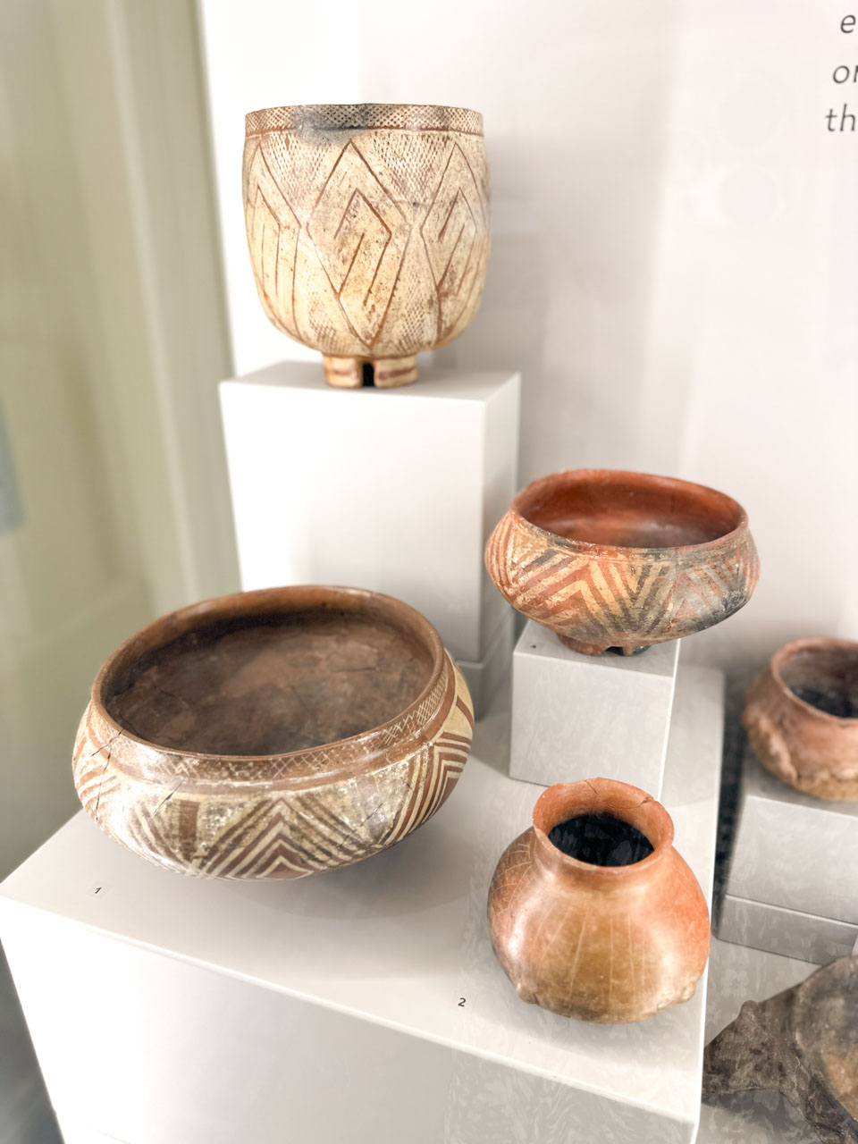 Ancient decorated pottery on display inside the Regional History Museum of Sofia