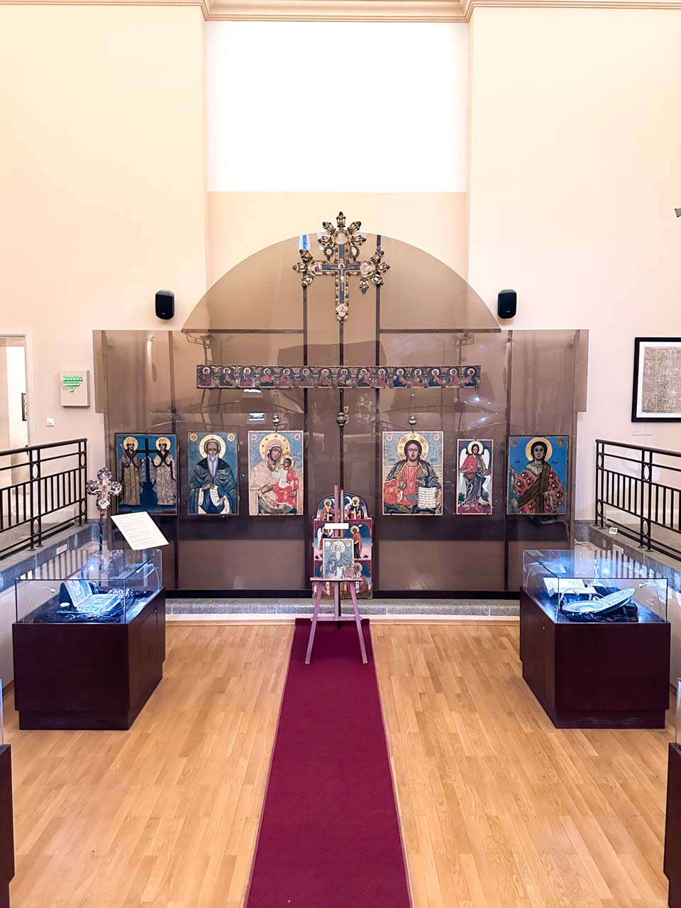 Orthodox icons and religious artefacts on display inside the Regional History Museum of Sofia