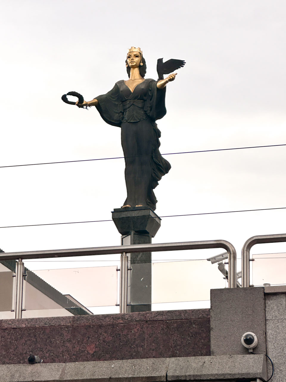 Statue of Saint Sofia overlooking the city centre of Sofia, Bulgaria