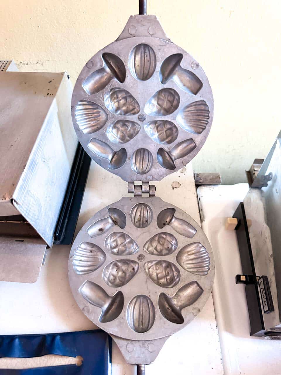 Vintage metal baking mould with different shapes at the Red Flat museum in Sofia, Bulgaria