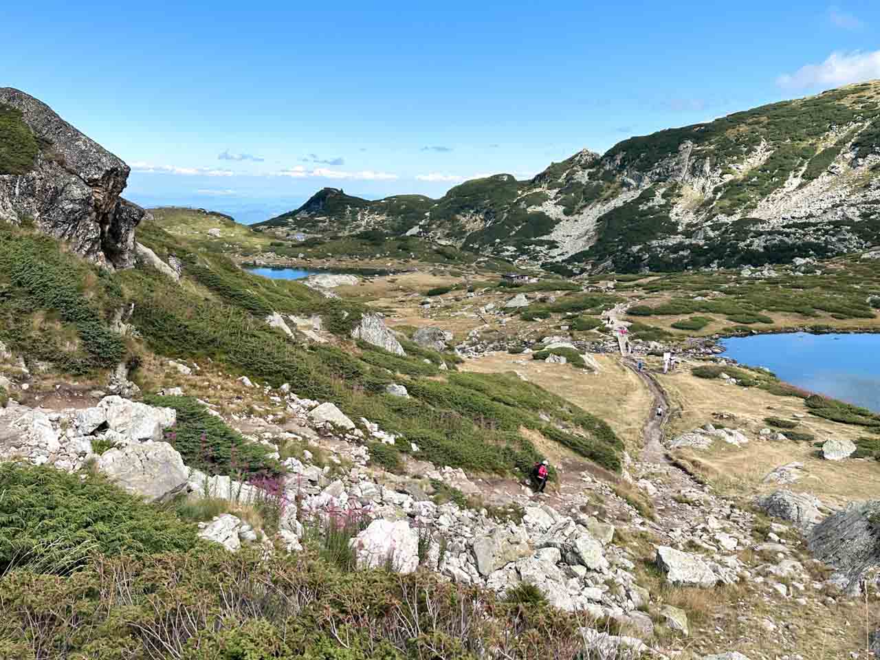 Hiking trail winding between the Seven Rila Lakes in Bulgaria's Rila Mountains