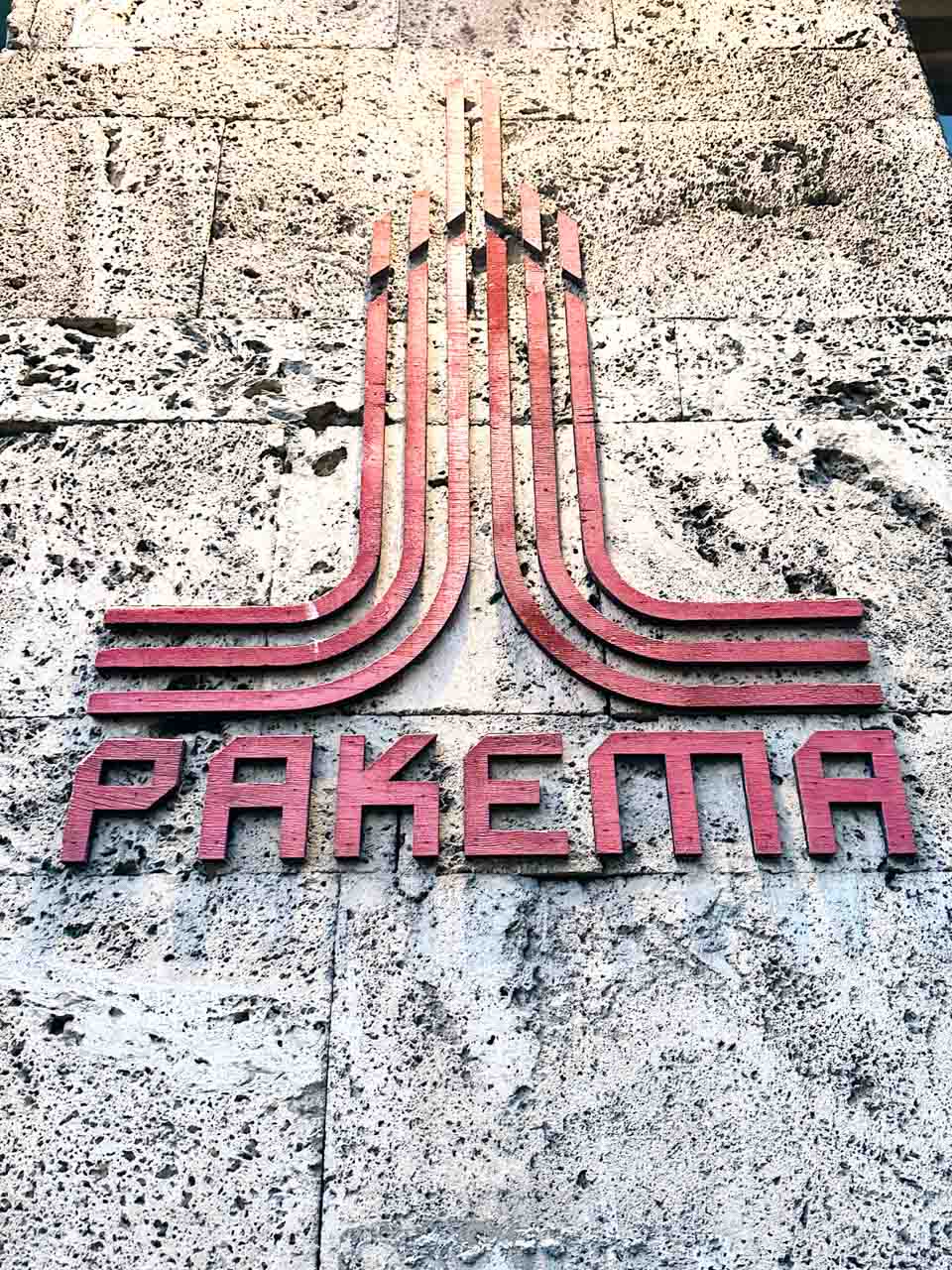 Raketa Rakia Bar sign on the stone exterior of the restaurant in Sofia